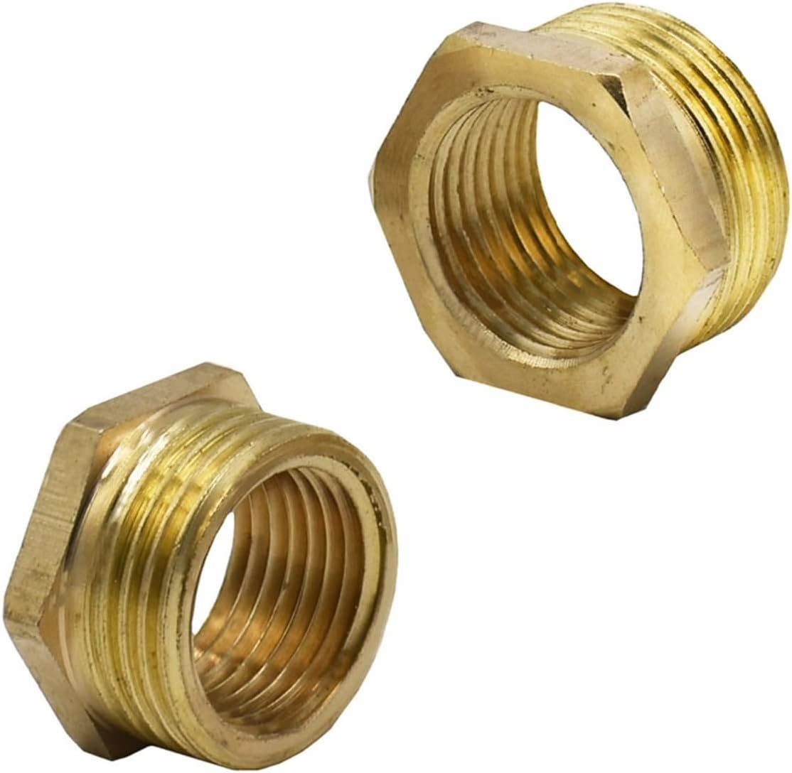 Generic Utility Connector Adapter Hose Connector Adapter Garden Brass Male 3/4"" to 1/2"" Female Reducing Thread Fitting Repair Fitting Garden Hose Brass Fittings 2 Pieces/Yellow/3/4''