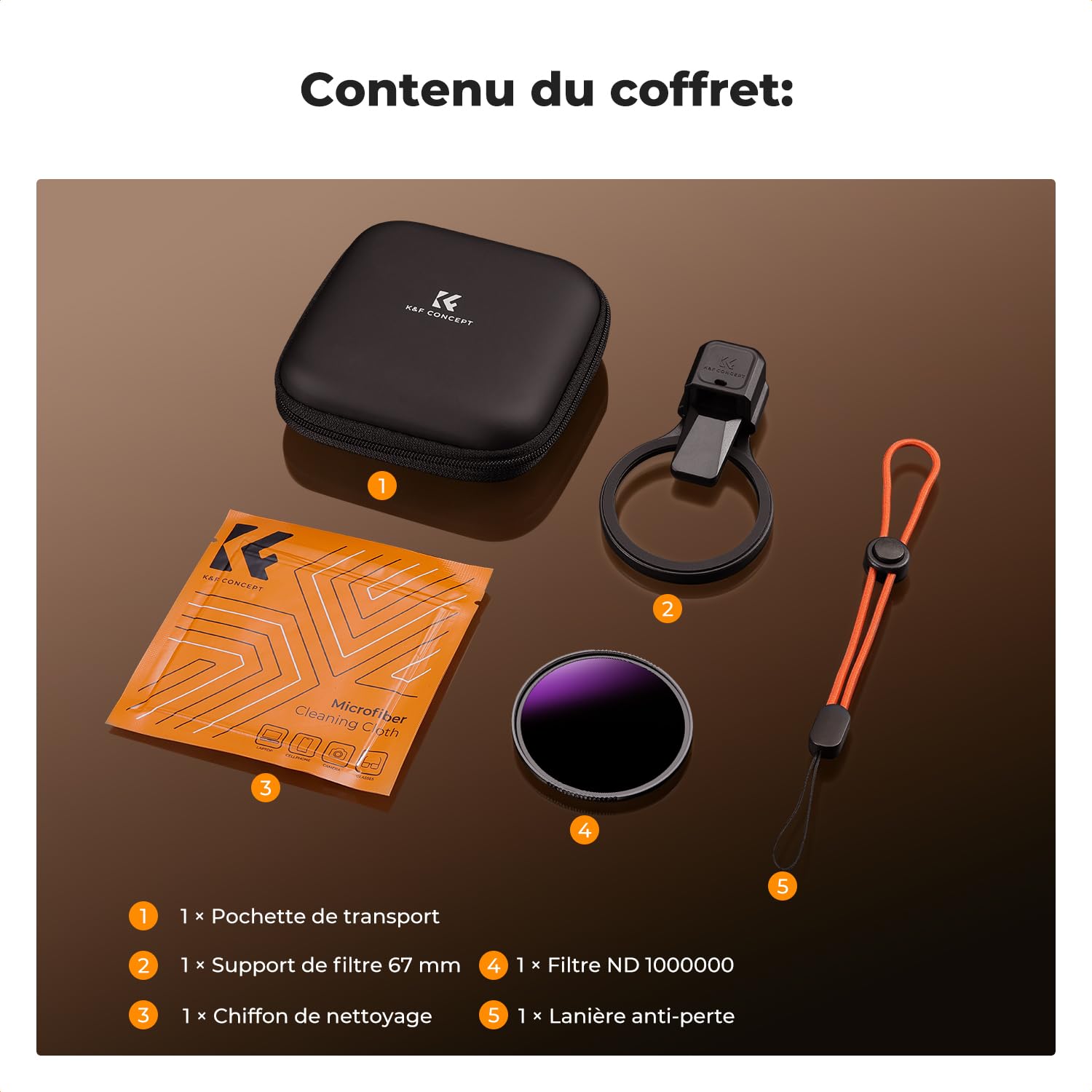 K&F CONCEPT Filtre ND1000000 67mm avec Clip Universel pour Smartphone