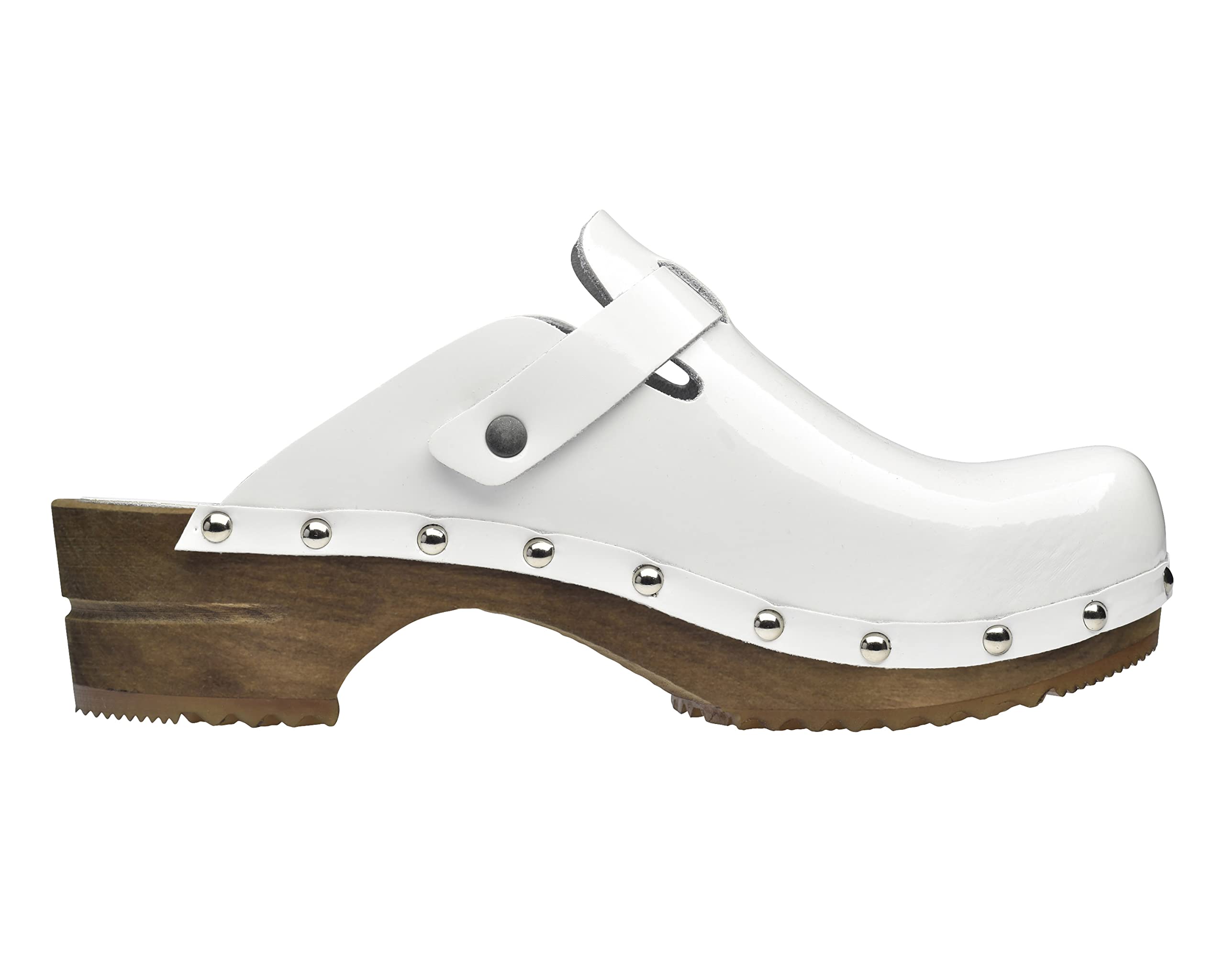 Sanita Krisla | Zoccoli Aperti da Donna | Zoccoli in Pelle con Suola in Legno | Prodotto Originale Fatto Mano | Suola sostenibile | Bianco | 42 EU