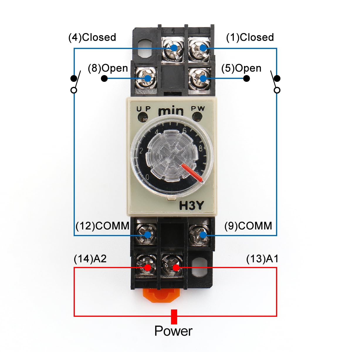 Baomain H3Y-2 AC 110V Time Delay Relay – 60 Second DPDT Solid State Timer With Socket & DIN Rail Mount