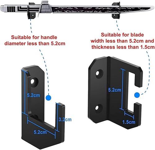 Miniatura 5 de Samurai - Soporte de espada horizontal para montaje en pared, soporte de acrílico para espadas, soporte de exhibición de hoja plana con tornillos