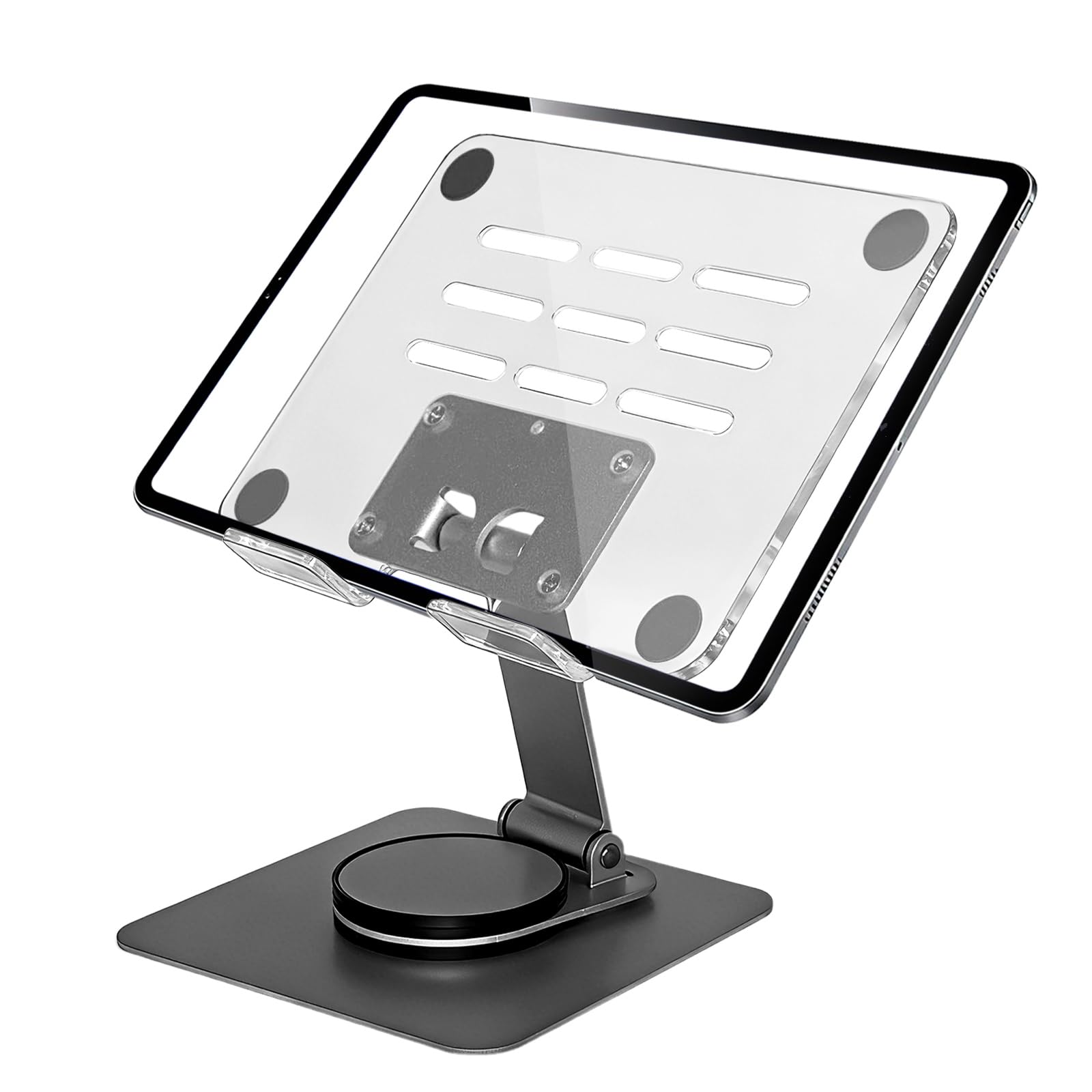 Tablet Desktop Stand 360 Rotating Base Adjustable and Foldable Aluminum Alloy Stand Suitable for Home and Office use