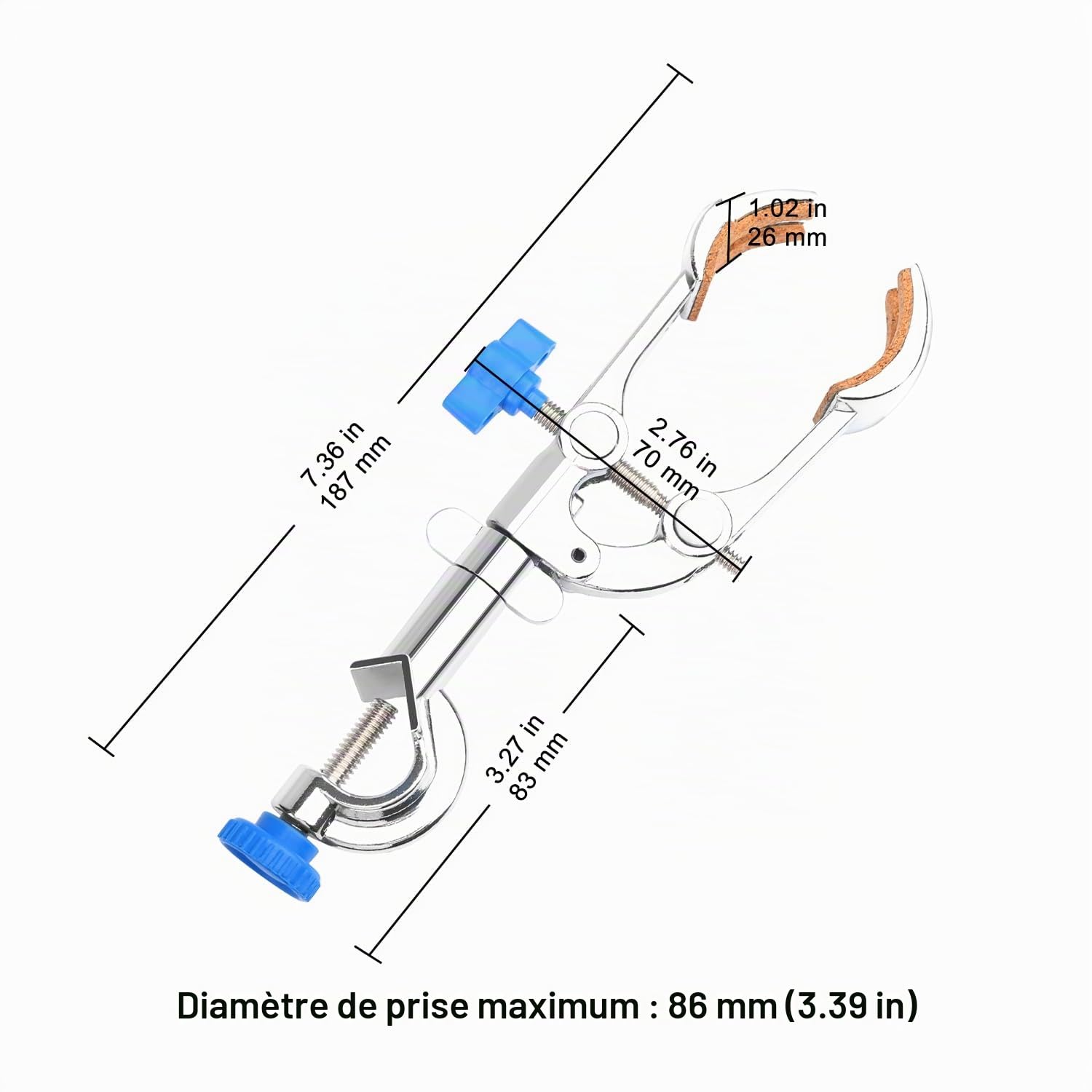 stonylab Pince Rotative à 4 Dents avec Réglage Directionnel, Robuste, Réglage Unique, Pince Rotative à 360 Degrés avec Tête de Serrage pour Utilisation en Laboratoire