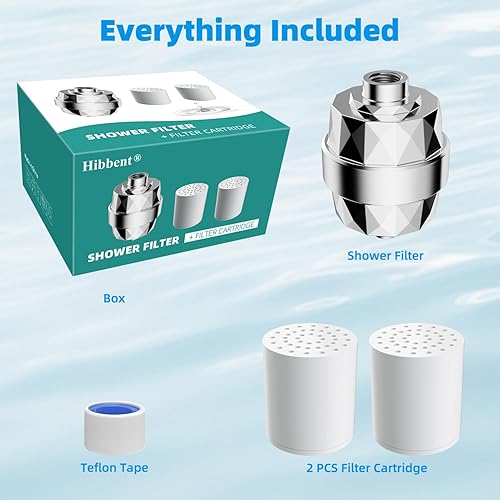 Miniatura 9 de Hibbent Filtro de ducha para agua dura, filtro de cabezal de ducha de alto rendimiento para eliminar el cloro y el fluoruro, filtro de cabezal de