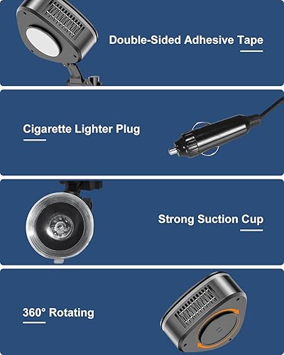 Miniatura 4 de SHUANGTODA Calentador de coche, calentador portátil de coche de 12 V150 W y descongelador de parabrisas 2 en 1 ventilador de calefacción o