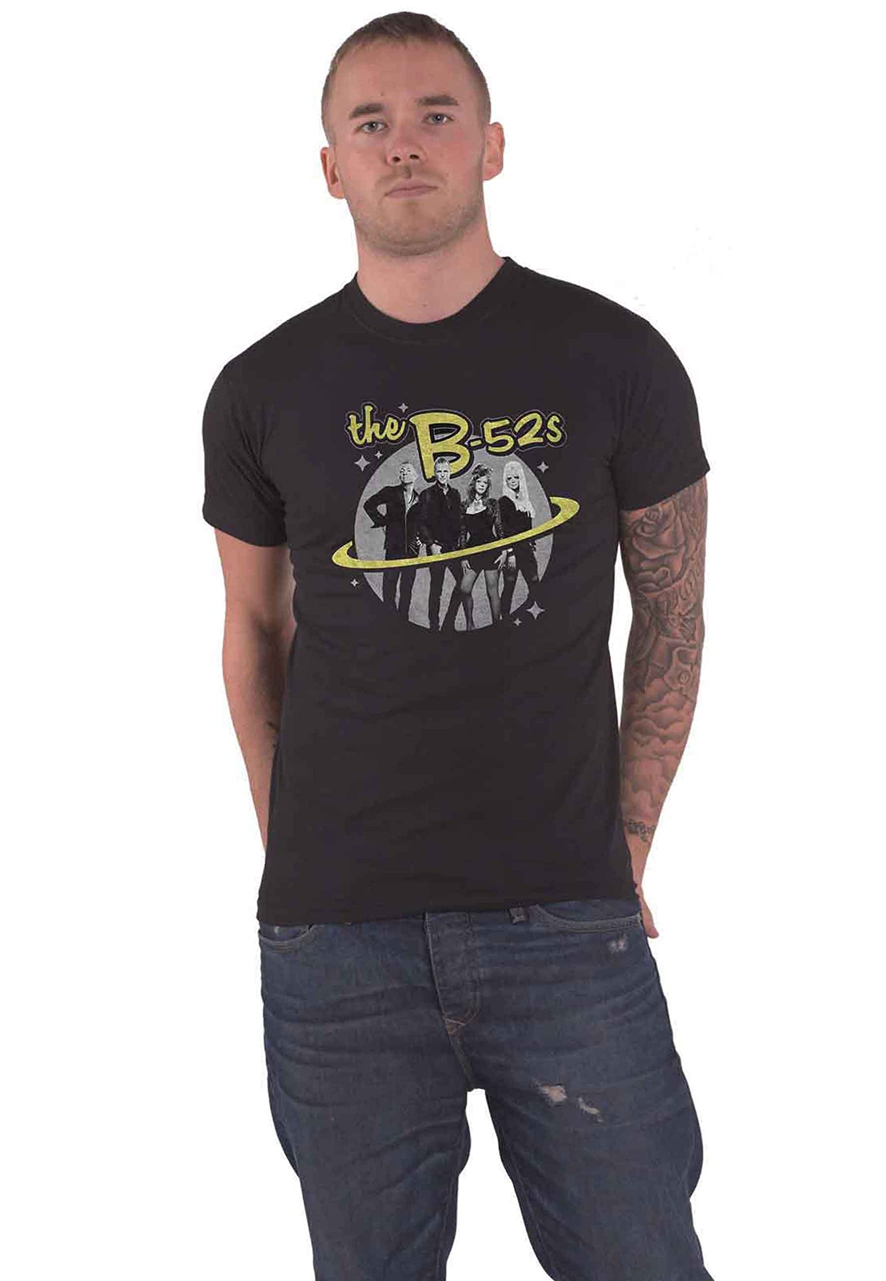 B52's T Shirt Saturn Photo Band Logo Official Mens Black S