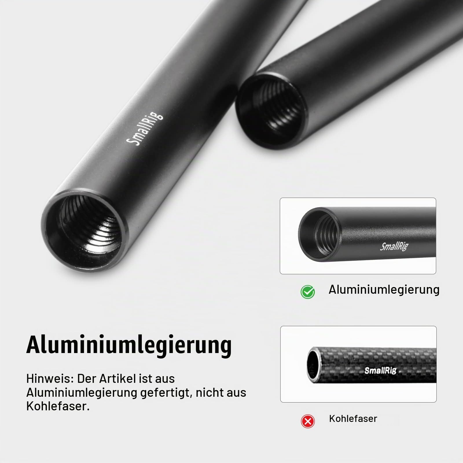 SMALLRIG 15mm Rod Pack, Aluminiumlegierung Stangenkombination für Kamera Rig Matte Box Follow Focus