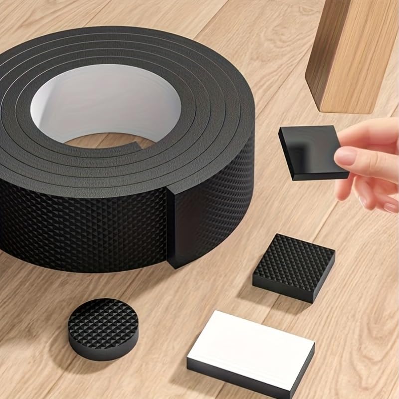 Croppable Anti-Slip Table Chair Foot Protector Pad - 1 Roll 2cm Width 2m Length - Thick Anti-Noise Wear-Resistant Mute Pad - Furniture Floor Protectors for Hardwood Tile Floors Home Office