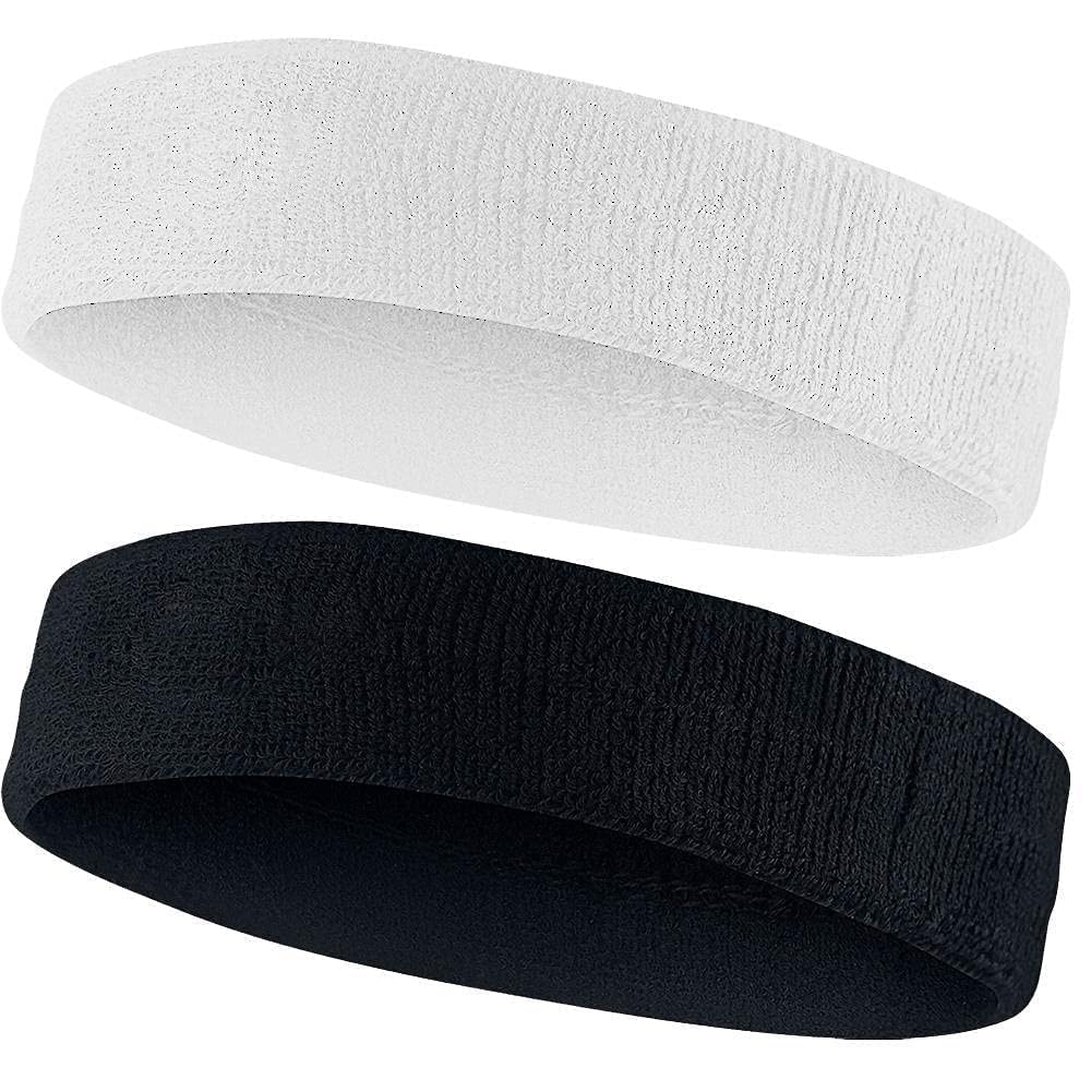 AMIFIT Sport Headband for Men and Women - Sports Headband for Workout & Running, Breathable, Non-Slip Sweat Head Bands, Pack of 2 (Black & White)-picture-57