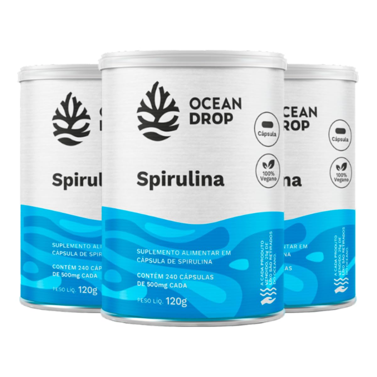 Kit 3 Spirulina Vegana Ocean Drop 240 Cápsulas em promoção! Veja a oferta e mais achadinhos de Vitaminas & Suplementos 2 Hoje é o melhor dia para comprar Kit 3 Spirulina Vegana Ocean Drop 240 Cápsulas com aquele preço maroto! Promoção! Aproveite a oferta! 2