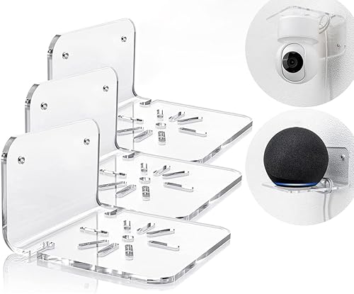 Estante flotante pequeño de acrílico, pequeño estante de pared para cámaras de seguridad, monitores de bebé, altavoces, plantas y más, estantes