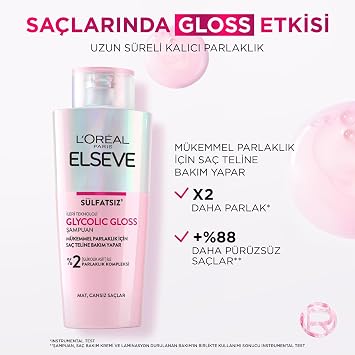 L'Oreal Paris Elseve Glycolic Gloss Mükemmel Parlaklık için Bakım Yapan Şampuan 200 ml