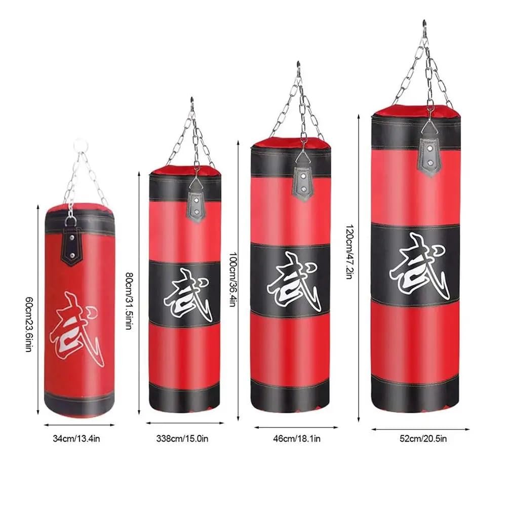 Sacco Boxe Sacco di Sabbia Vuoto for Boxe, Sacco di riempimento for Sabbia, Addensare, Allenamento della Forza, Fitness, Esercizio, Sacco da Boxe, Sacco di Sabbia Sacco da Box(100cm Red)