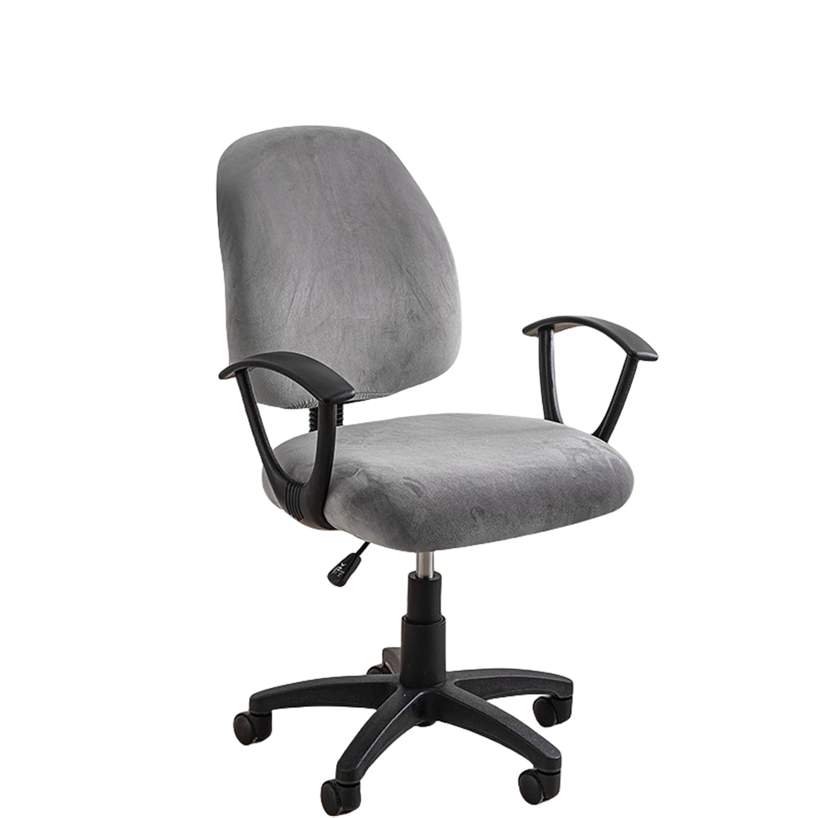 Guyirt Dark Gray Velvet Computer Chair Slipcover, Boss Chair Slipcovers Protective Stretchable Chair Cover Thickened Material Office Staff Swivel Chair Cover
