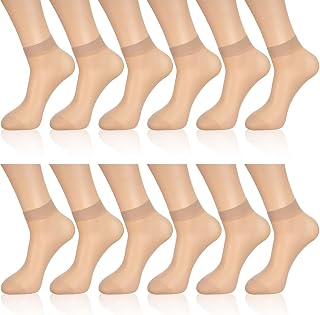 KETKAR 12 Pairs Sheer Ankle Socks Thin Nylon Transparent Ankle High Hosiery Socks Short Dress Stockings for Women Girls Price In India