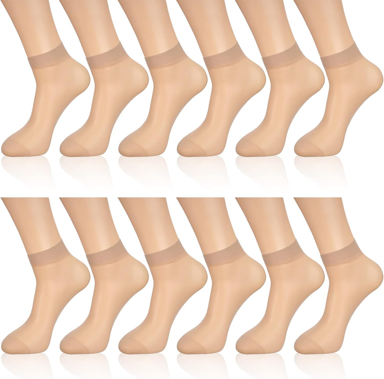 ketkar 12 Pairs Sheer Ankle Socks Thin Nylon Transparent Ankle High Hosiery Socks Short Dress Stockings for Women Girls-picture-49