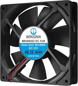 WINSINN 120mm Fan 12V, PC Case 12 Volt Fans 12025 Dual Ball Bearing, Brushless Cooling 120mmx25mm 2PIN for Server Game Console Router TV Box