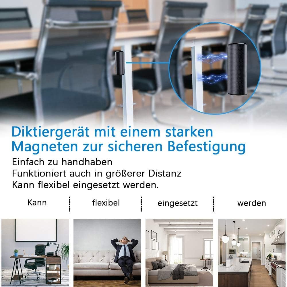 Mini-Diktiergerät, Sprachaktivierung, 32 GB, Aufnahmegerät, integrierter starker Magnet, 400H Stunden Aufnahmekapazität, Mini-Diktiergerät für Vorträge, Interviews, Besprechungen usw.(MZ002-32G)