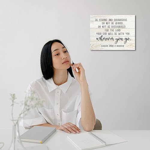 Miniatura 4 de Decoración de pared con versículos bíblicos de Joshua 1 9, arte de pared cristiano inspirador para pared de dormitorio (madera, 13.7 x 10.6 pulgadas)