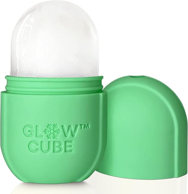 GLOW CUBE Ice Roller For Face Eyes and Neck To Brighten Skin & Enhance Your Natural Glow/Reusable Facial Treatment to Tighten & Tone Skin & De-Puff The Eye Area (Green)
