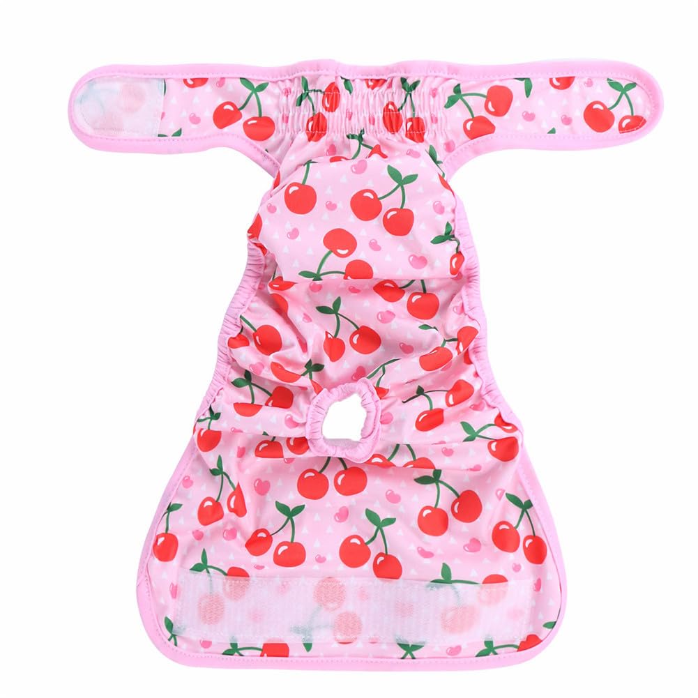 Treer Dog Nappies Female Soft Absorbent Pet Diapers Breathable Comfortable Puppy Sanitary Pants Durable Washable Period Pants for Pet Incontinence/Long Travels (XS,cherry)