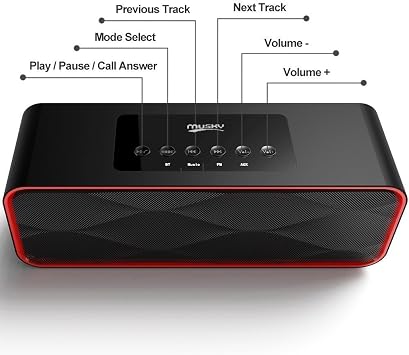 Hawkmark Taşınabilir Kablosuz Bluetooth Stereo Hoparlör, Güçlü Ses 10 W Akustik Sürücüler, Dahili Mikrofon, FM Radyo, Mikro SD Kart, USB AUX-In Yuvası, Akıllı Telefon, PC, MP3 ve Daha Fazlası için