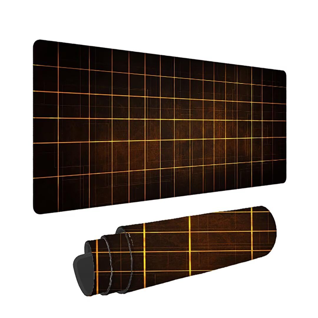 Podkładka pod mysz do gier XXL - 1600x800x3mm - krata duża antypoślizgowa mata na klawiaturę biurową ze zszytymi krawędziami, czarna duża podkładka pod mysz do gier do biura i domu, poprawia prędkość