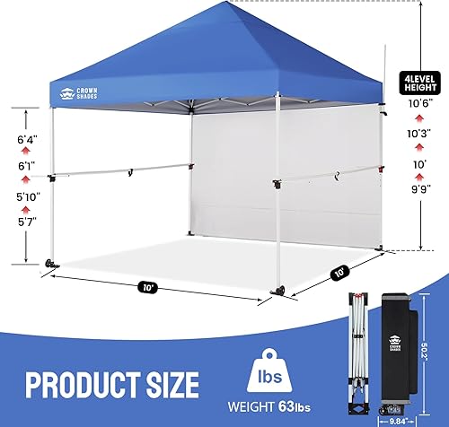 Miniatura 5 de CROWN SHADES Tienda de campaña desplegable de 10 x 10 con 1 kit comercial, tienda comercial instantánea con bloqueo central patentado, tela