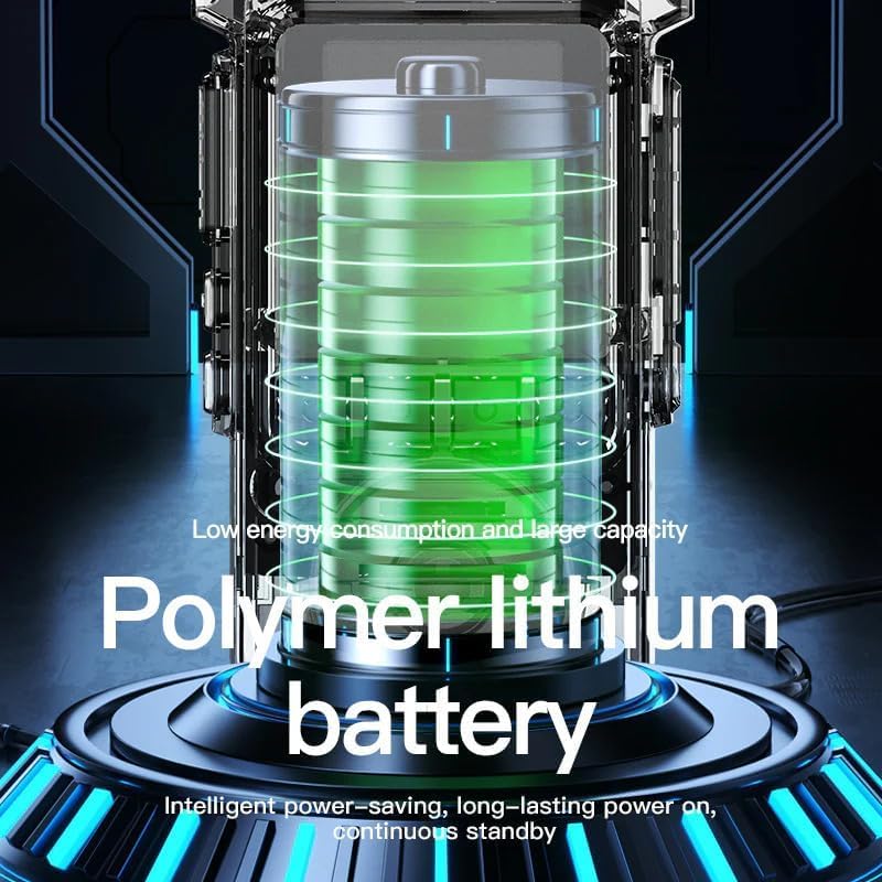 Illustration of a polymer lithium battery, emphasizing low energy consumption and large capacity for the Radtel P6 PoC Radio.