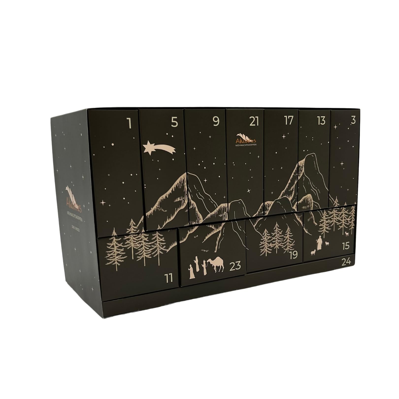 Weihnachtskrippen Adventskalender 2025 (Holz natur)