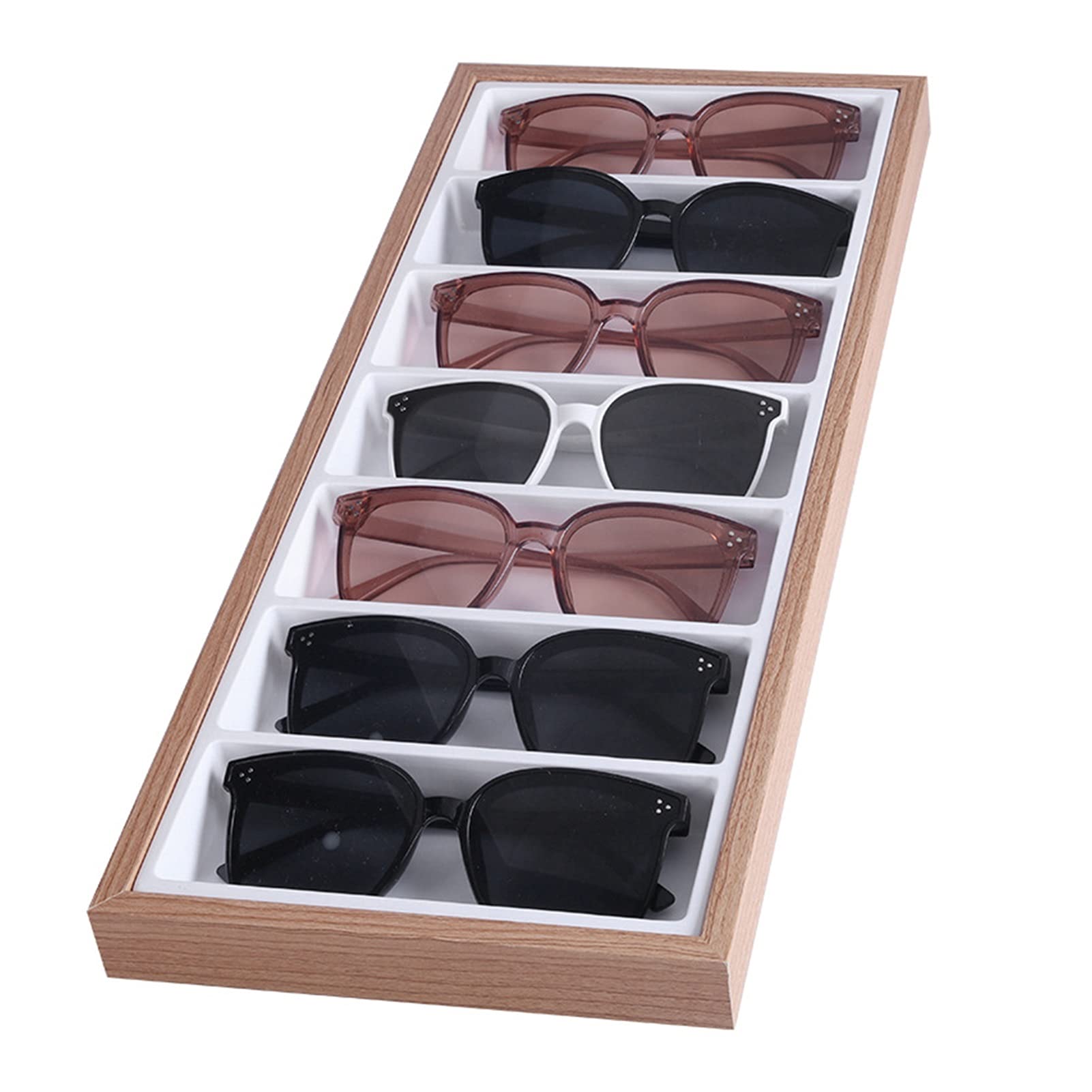 AOKLEY Soporte de exhibición para Gafas 7 Grid Gafas de Sol Caja de Almacenamiento Organizador Gafas Visualización de Estuche de Estuche (Color : B)