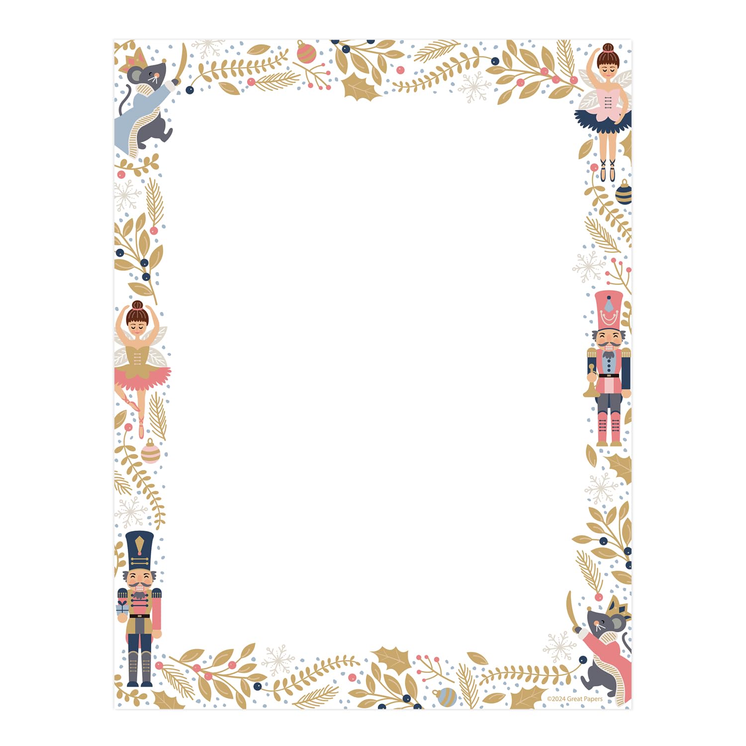 Modern Holiday Nutcracker Letterhead / 40 Christmas Sheets / 8.5" x 11" Festive Paper/Decorative Winter Letter Stationery