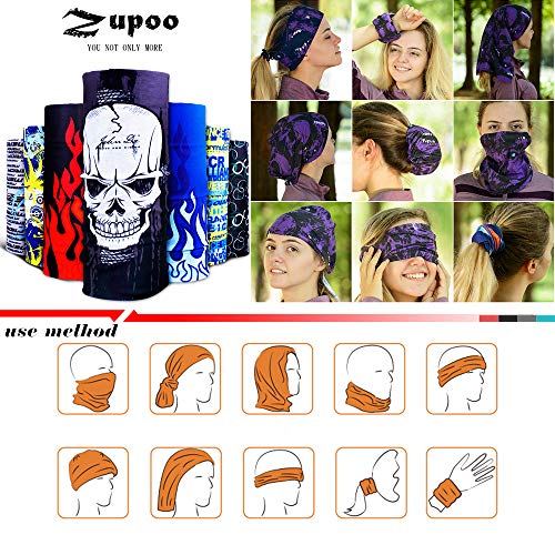 Zupoo Headbands 16-in-1Multifunctional Headband Sports Magic Scarf,Face Sun Mask,Neck Gaiter,Balaclava Headwear,Bandana,for Hiking, Running,Cycling,Yoga,Fishing,Hunting,Skiing(Dark gray)