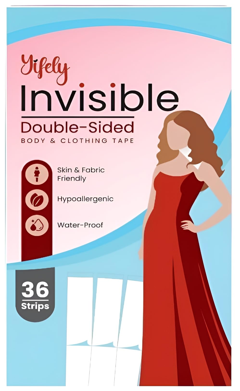 Darbee Double Sided Tape For Fashion Clothes & Body Tape | Strong Multi Use Transparent Clear Color | Fabric And Skin Friendly For All Skin For All Occasion (36 Pcs Body Tape)