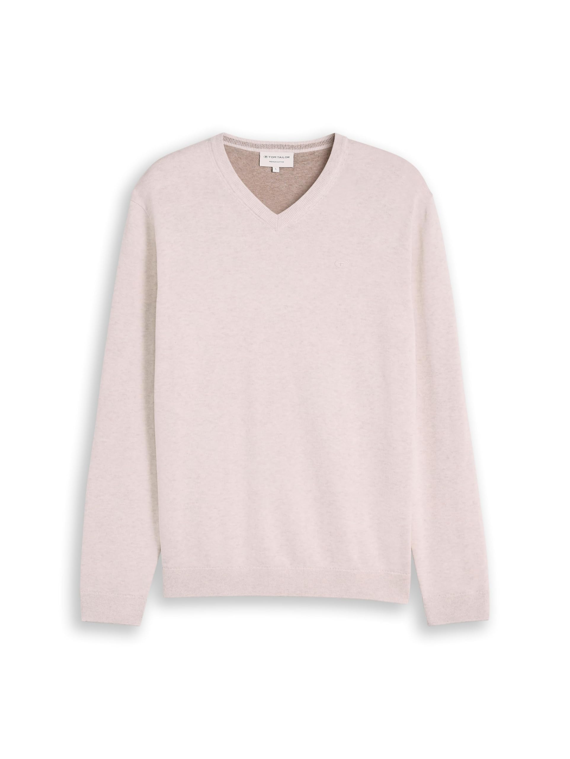 Tom Tailor GmbH Men's 1039811 Knitted V-Neck Jumper, 41525 - Soft Light Beige Melange, 3XL