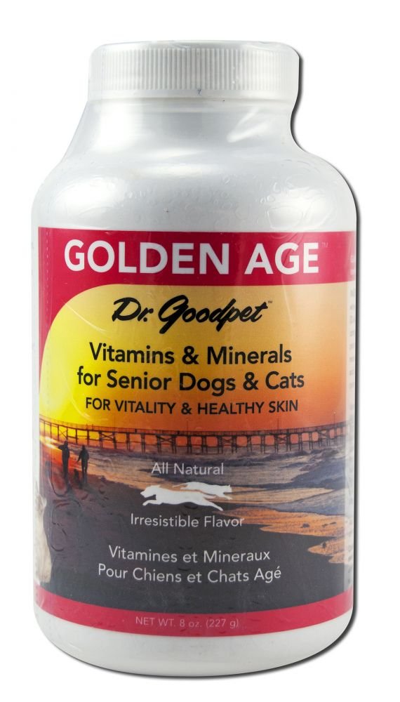 Dr. Goodpet Golden Age Formula | Senior Dog & Cat Multivitamin & Mineral Powder | Antioxidant Support with Vitamins C & E, 70+ Trace Minerals & Goat’s Milk Whey | Natural Aging Supplement