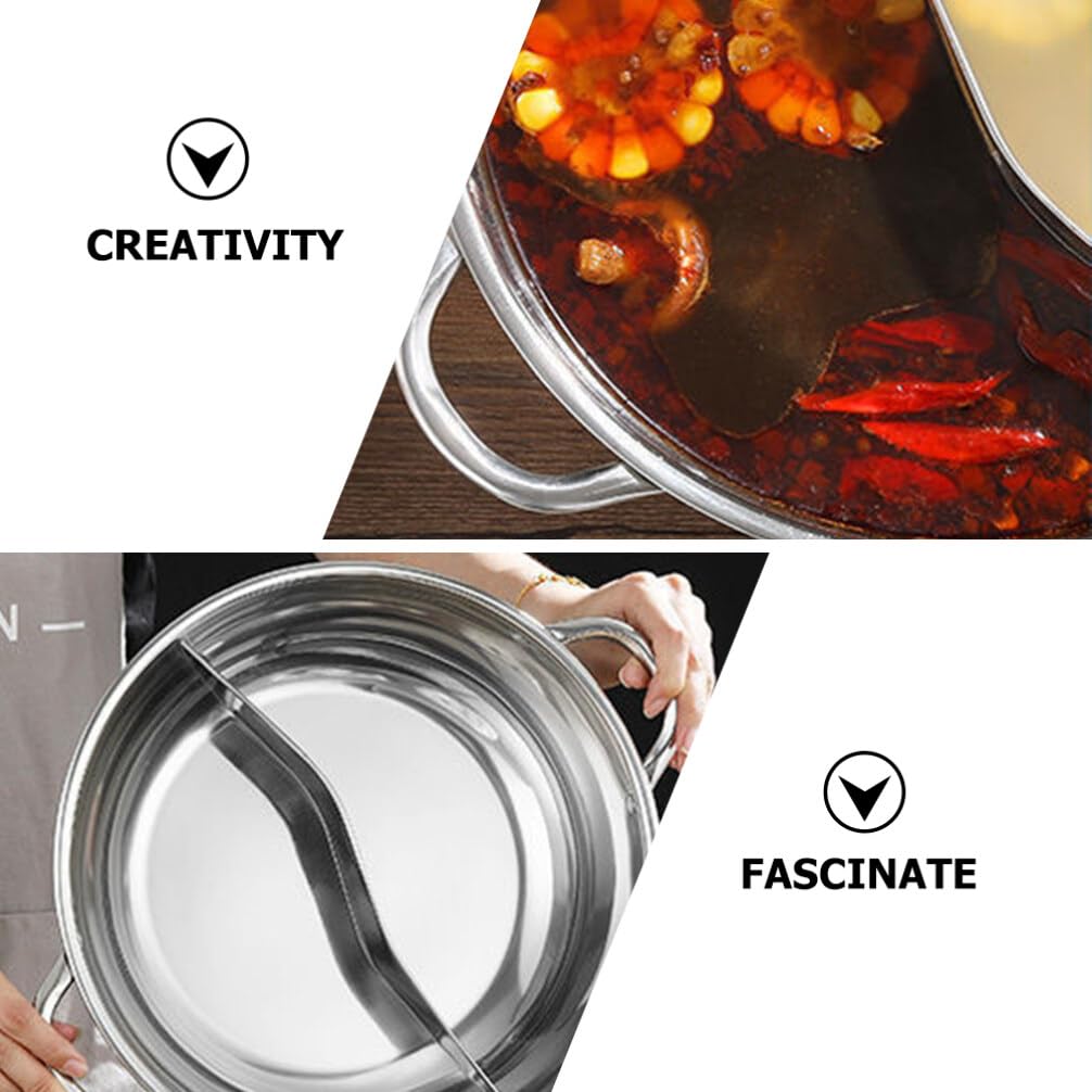 Olla caliente con divisor, olla dividida de acero inoxidable de 12.6 pulgadas, olla caliente olla doble para estufa de inducción de gas 8