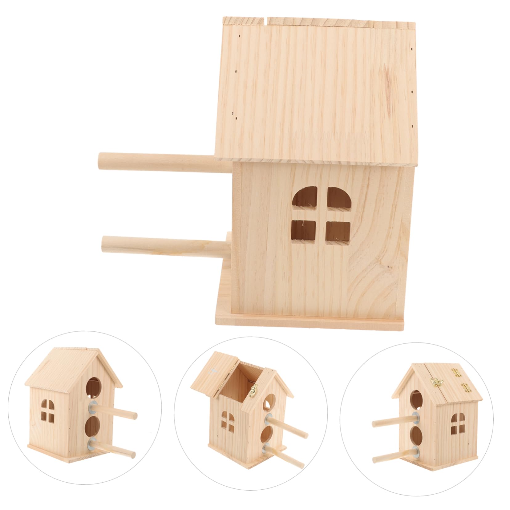 Yardwe Caja Nido de Madera para Pájaros, Nido de Cría, Caqui | Forma Circular Hueca, para Aves y Crías, Decoración Exterior, Aspecto Delicado