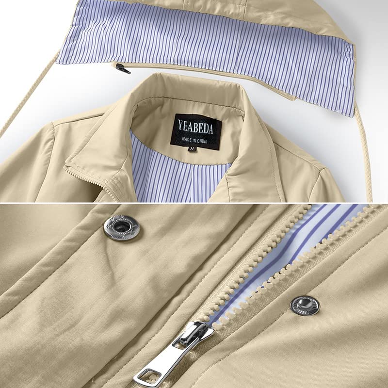 Womens Raincoat Waterproof with Hood Lightweight Windbreaker Rain Jacket Trench Coats Striped Lined3
