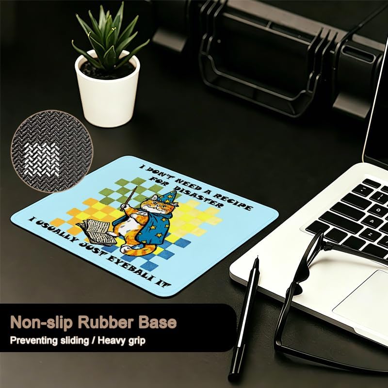 Funny Magical Orange Cat Meme Checkered Mouse Pad 9.5x7.9 in image 5