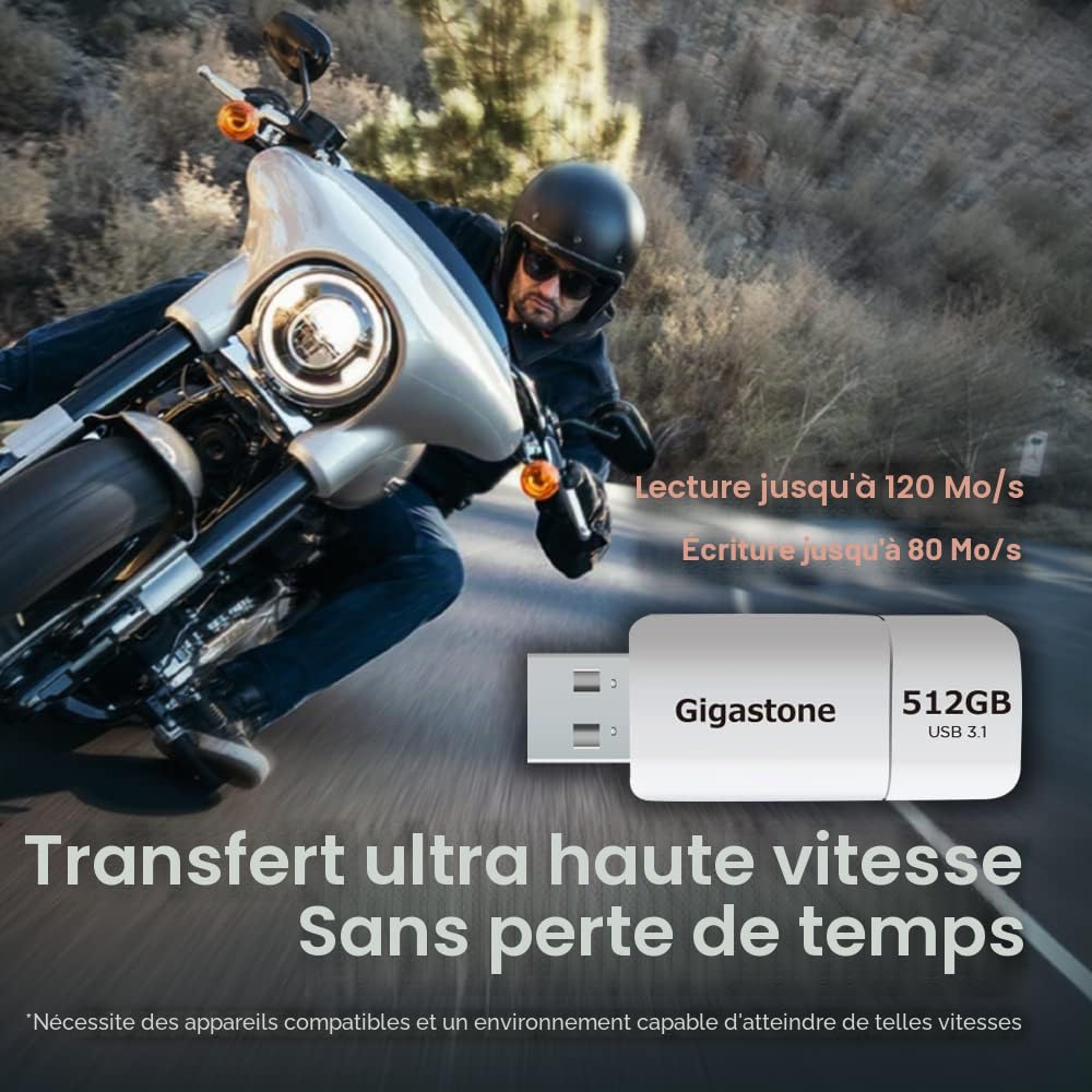 GIGASTONE 512Go Clé USB Flash (Lot de 2) Z60 USB 3.2 Gen 1, 100Mo/s Ultra Rapide, sans Capuchon, Stockage et Sauvegarde pour PC/Mac/TV/Voiture, USB 2.0/3.0/3.1 Compatible