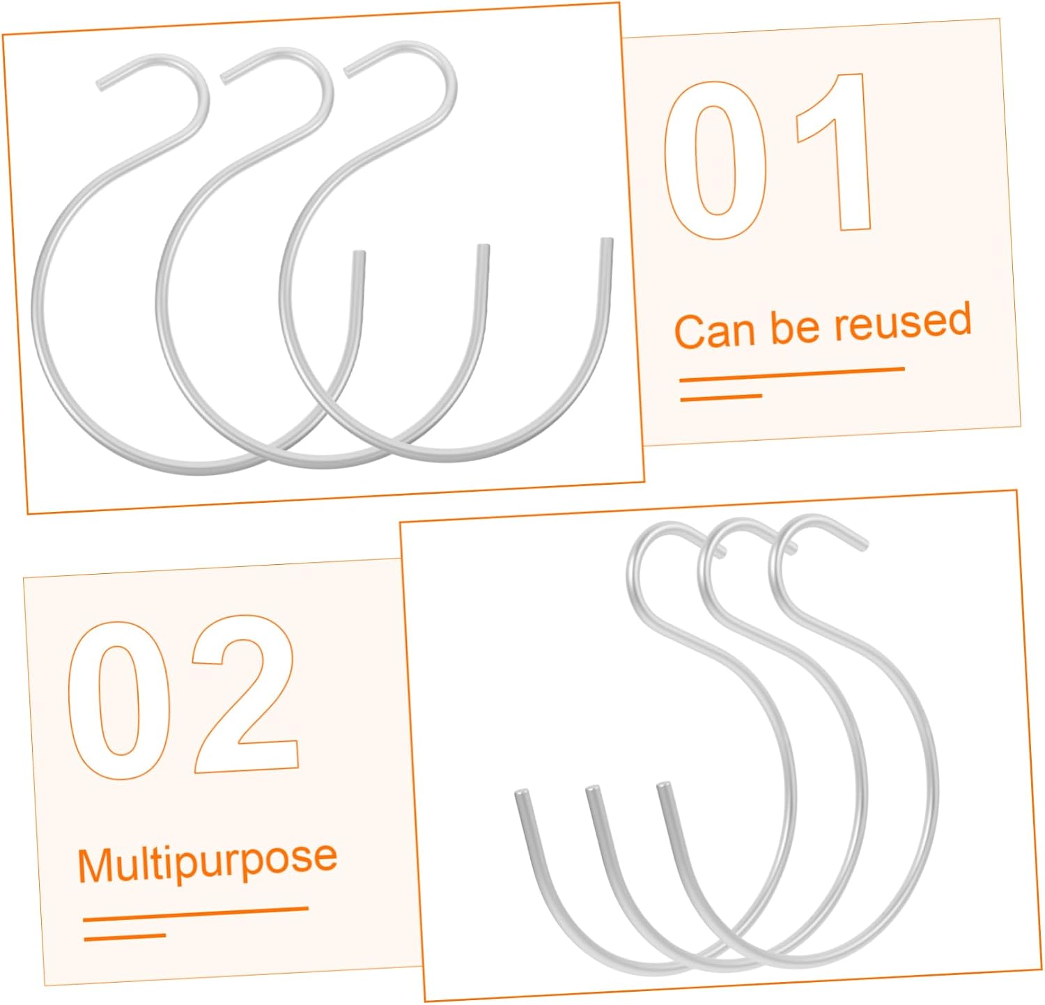 S-Shaped Aluminum Alloy Scarf Hangers 3pcs Space Saving Organizer