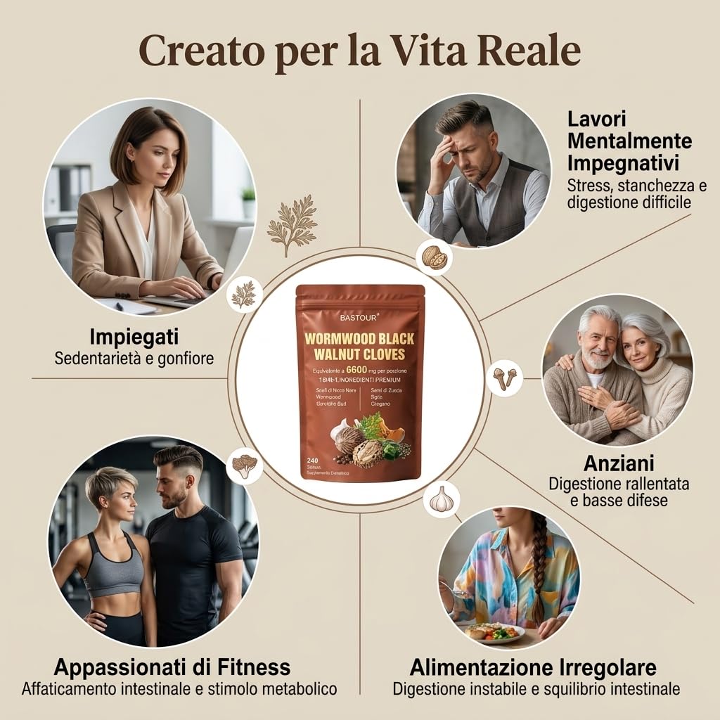 Assenzio Noce Nera e Chiodi di Garofano,18 in 1 Vegano Miscela di Erbe,2PC