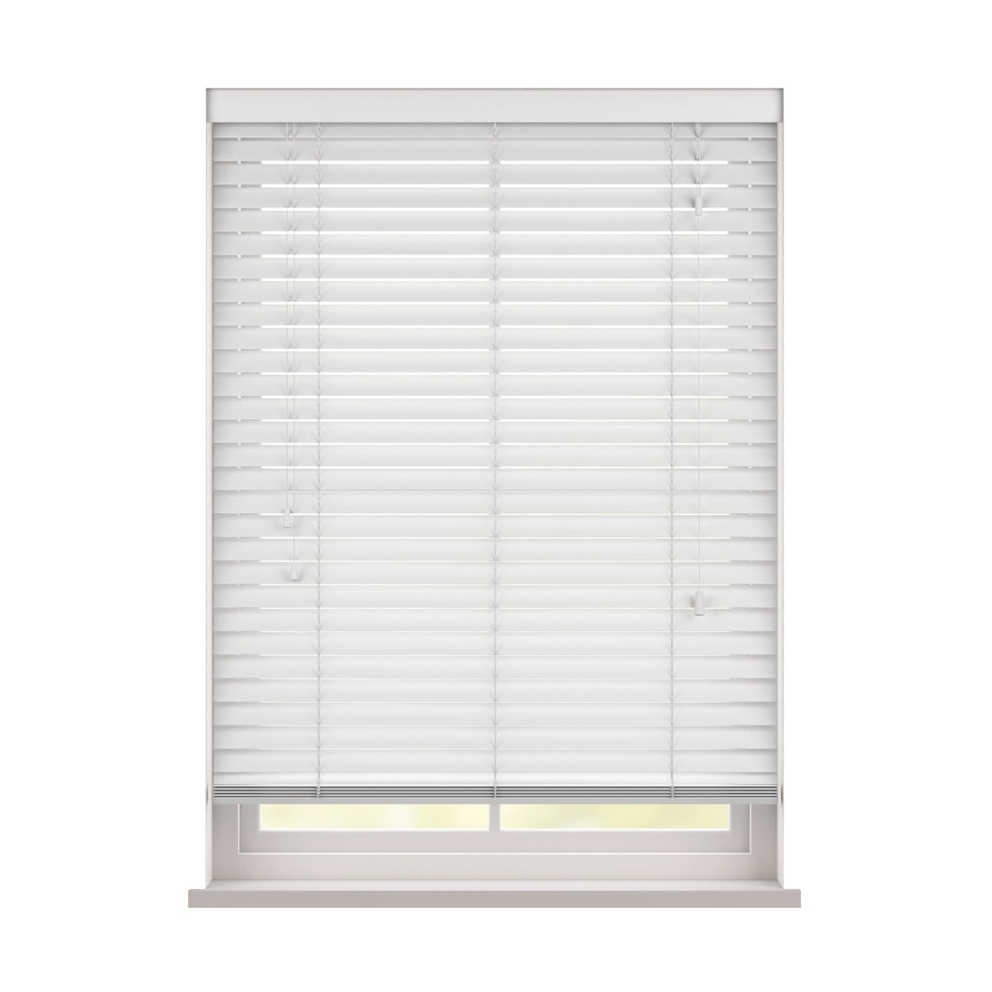 Custom Made To Measure Real Wooden Venetian Blinds with strings (50mm Slats) (Ultra White, 40cm - 60cm (Width) x Up To 180cm (Drop))