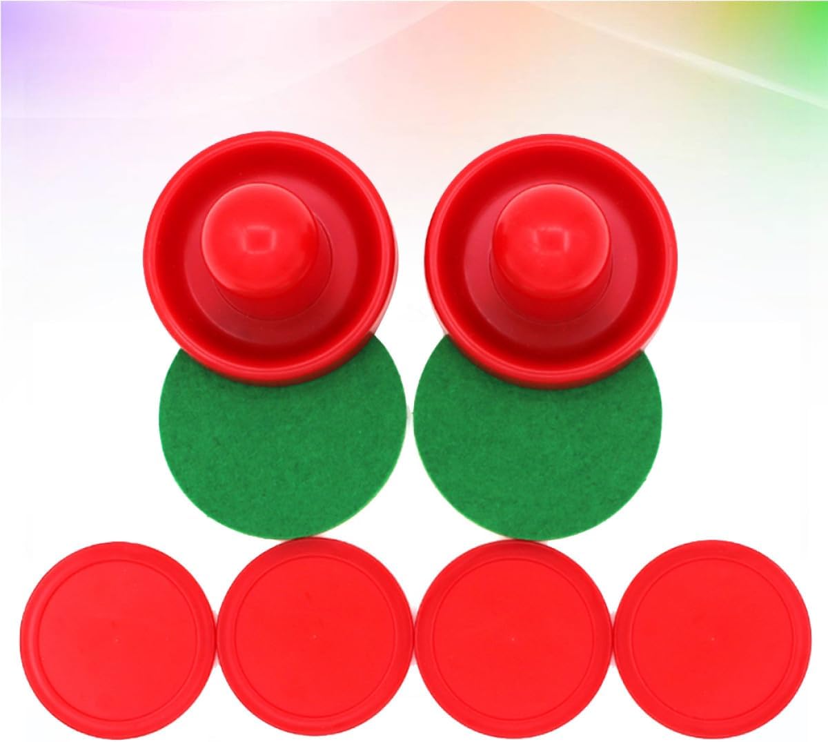 Air Hockey Pushers Set 96mm 8 Pack Plastic Replacement Paddles | Ergonomic Design, Red Finish, Table Play for Competitive Matches, Worn or Lost Equipment Replacement