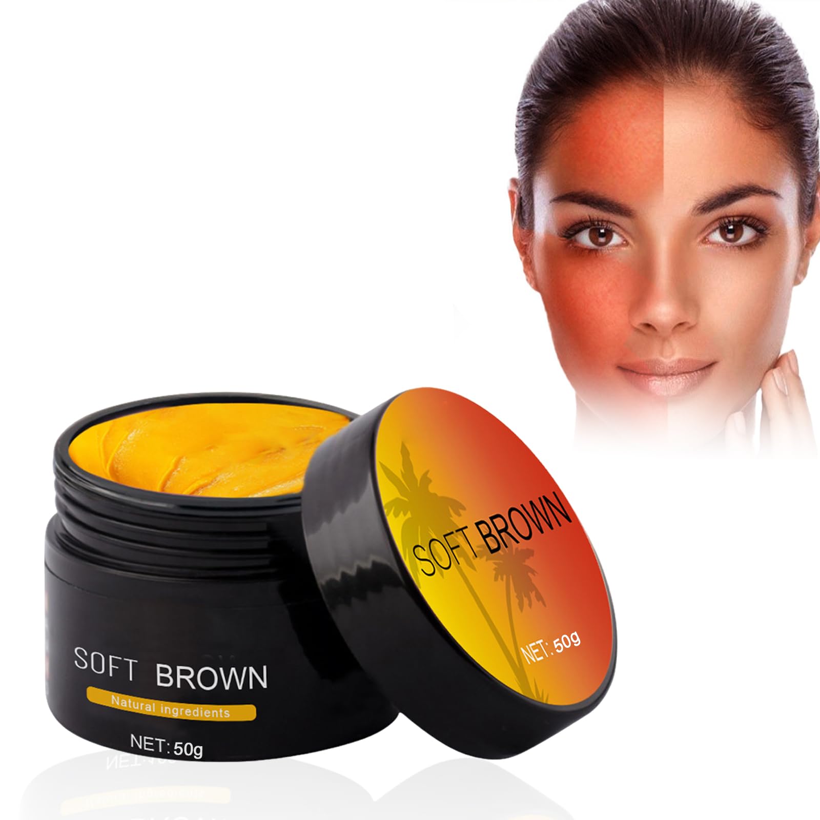 Crema Abbronzante marrone, Acceleratori di Abbronzatura Naturale, Crema Autoabbronzante Viso e Corpo Ottieni una Pelle Abbronzata Naturale per Letti di Sole e Sole All'Aperto, 50g