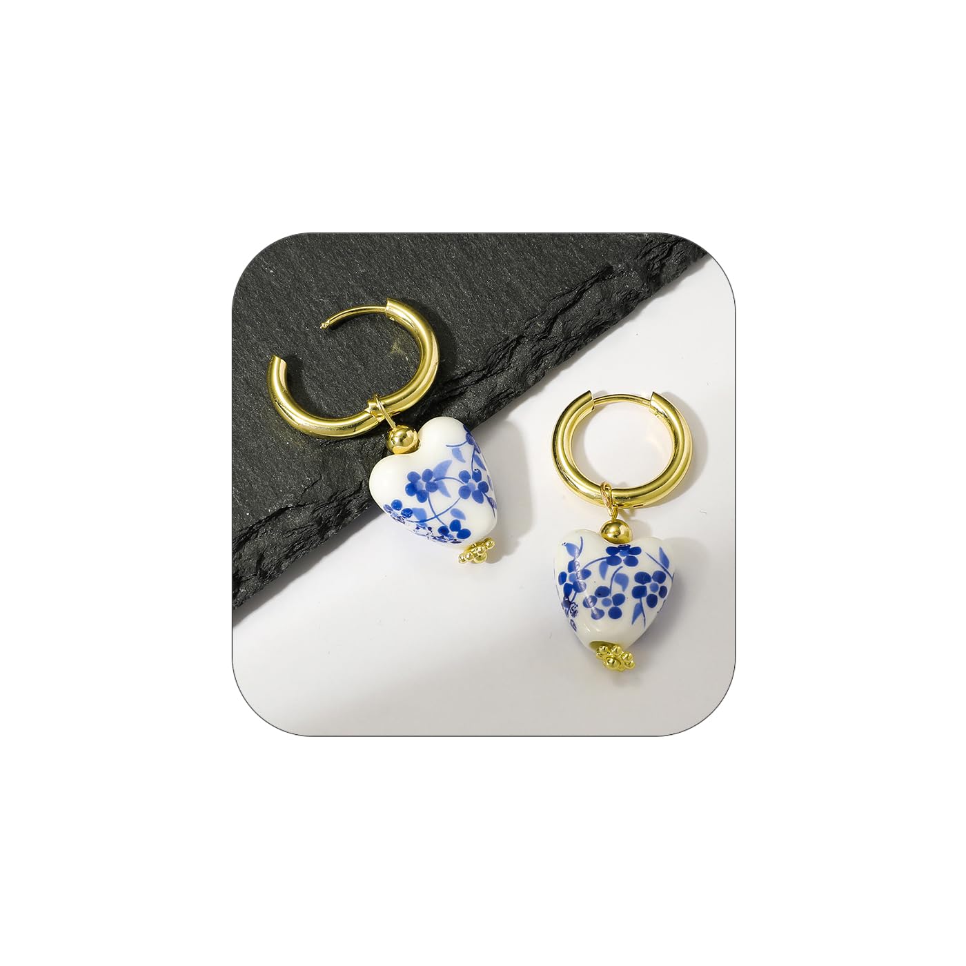 Blue White Porcelain Beaded Floral Teacup Fan Heart Pearl Pattern Drop Dangle Earrings For Women Statement Chinese Style Elegant Hook Huggie-image-29