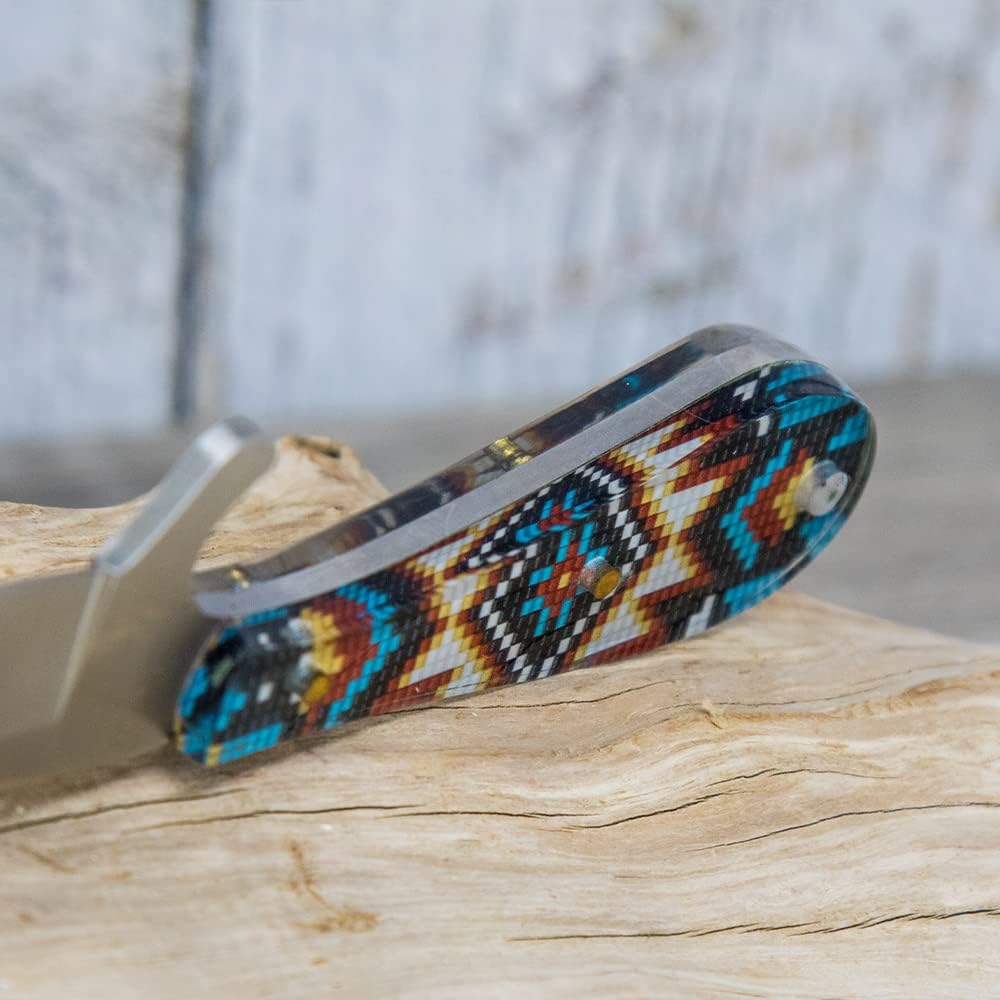 WHISKEY BENT HAT CO. Bullcutter 2 Fixed Blade Knife 440C Stainless Steel 3" Blade w/Leather Sheath (Southwest Sand)