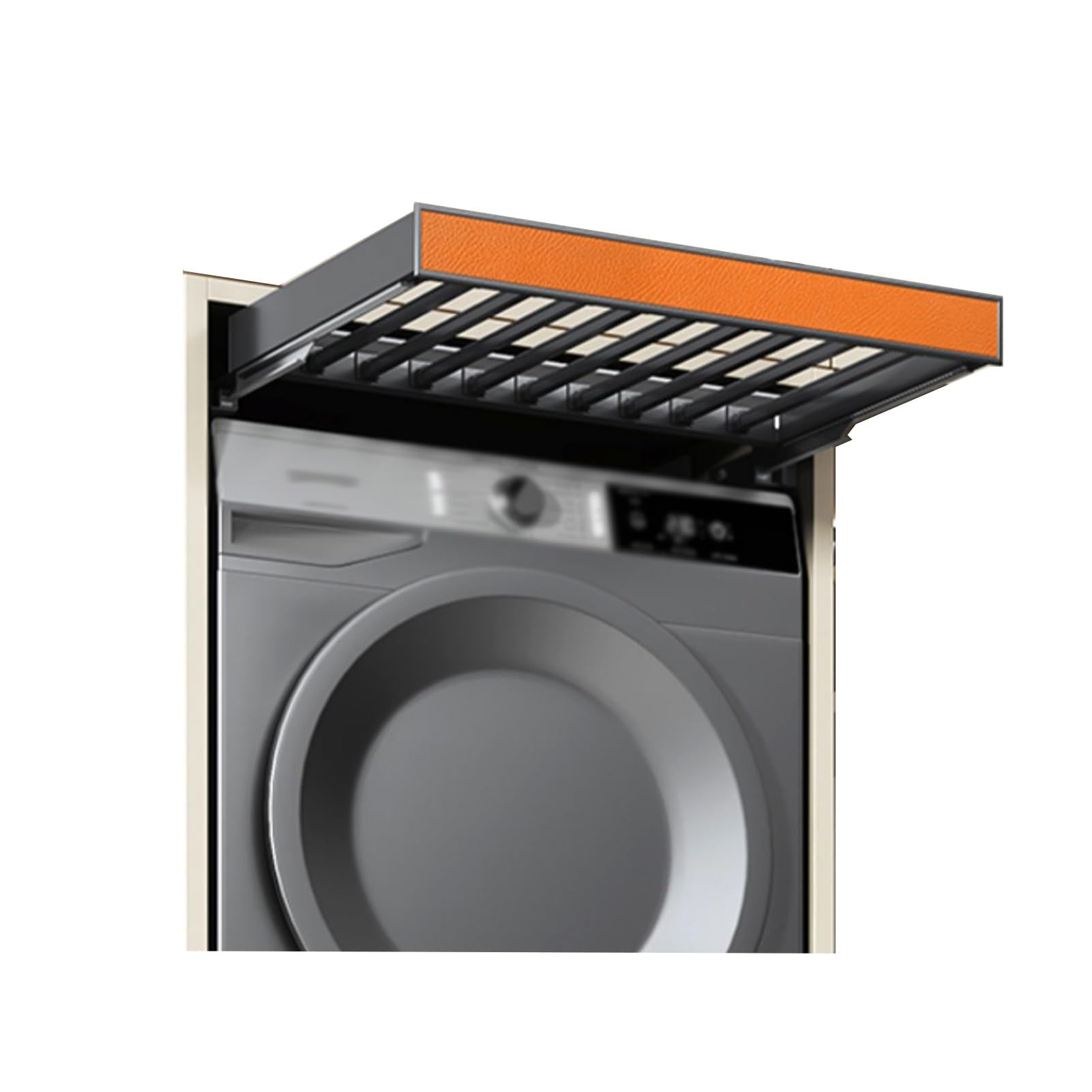 WOTZOV Pull-Out Pants Drawer For Washing Machine, Hidden Drying Rack & Space-Saving Under Cabinet Organizer - Built-In Wardrobe Basket，Orange 564 614mm