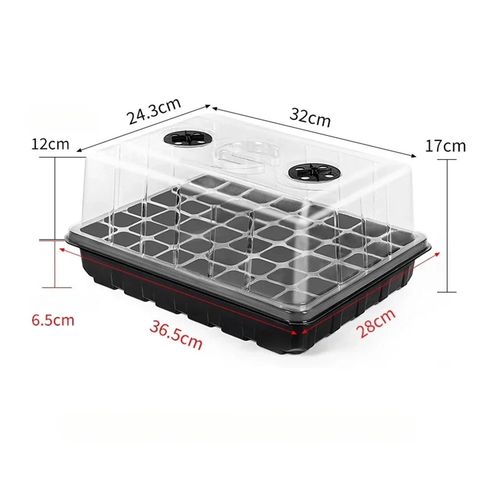 Bandejas De Semillas Bandeja for Semillas de 1/3 Piezas, 24/48 Orificios, Caja for plántulas, macetas, for germinación, incubadora Plantas, for jardinería para Jardines(Black,48 Holes,3PCS)